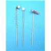 Image 1 : A gold stickpin, set 2 diamonds and four calibre cut rubies, together with 2 gold and pearl stick...
