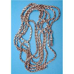 A 9ct gold oval link guard chain, 27.9grms...