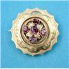 Image 1 : A Victorian gold circular brooch, with wirework decoration, set 5 amethysts, locket back...