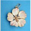 Image 1 : A gold and pink enamel pendant, in the form of a wild rose...