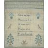 Image 1 : A George IV needlework sampler, dated 1823, embroidered in silk with a pious verse, an alphabet a...