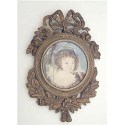 Late 19th Century English School Watercolour on ivory miniature, Portrait of a lady, Tondo, 3.75...