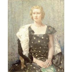 William Lee-Hankey (1869-1952) Oil on canvas, Portrait of a young lady, in 1930's dress, Signed,...