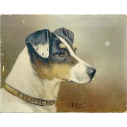 John Arnold Wheeler (1821-1903) Unframed oil on artist board, Portrait of a Jack Russell terrier,...