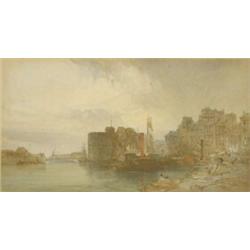 William Callow (1812-1908) Watercolour Interior of Havre Harbour, Signed, 10.5 x 19.5 ins....