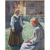 Image 1 : Max Von Schmaedel (1859-?) German Oil on canvas. Girls in a garden. 39 x 31 ins....