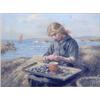 Image 1 : John McGhie (1867-1952) Oil on canvas. The Mussel Girl. Signed. 20 x 26 ins. Gilt gesso frame....