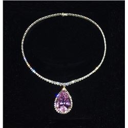 30 CT Diamond & Pink Emerald Necklace