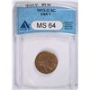 Image 1 : 1913-D TYPE-1 BUFFALO NICKEL, ANACS MS-64 COLOR!