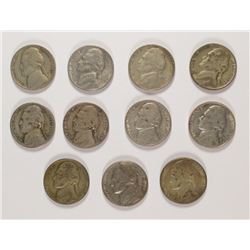 (11) JEFFERSON NICKELS (42-D, 42-S, 43, 43-D, 43-S, 44, 44-S, 45, 45-D, 45-S,