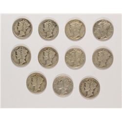 (11) MERCURY DIMES (27-S, 28, 28-D, 28-S, 29, 29-D, 29-S, 30, 30-S, 31, 31-D)
