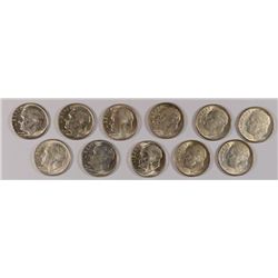 (11) ROOSEVELT DIMES (46, 47, 49, 50, 50-D, 51, 51-S, 52-S, 53-D, 54, 54-D) CH B