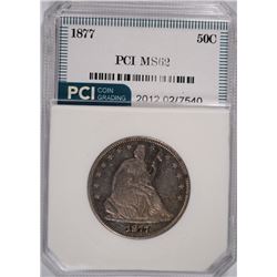 1877 SEATED LIBERTY HALF PCI MS-62
