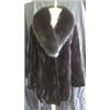 Image 1 : Black Dyed Sheared Mink ¾ Coat with Black Dyed Raccoon Collar and Cuffs.