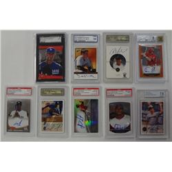 AUTOGRAPHED/GRADED BASEBALL PROSPECT LOT (9) RICK ANKIEL, RAFAEL FURCAL
