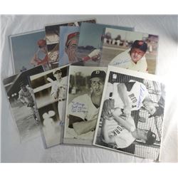 10 - AUTOGRAPHED BASEBALL PHOTO; TED WILLIAMS, CAL ABRAMS, JOE SEWELL