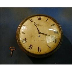 A 19th Century fusee wall clock, the 12" painted dial with Roman numerals marked Godden Canterbur...