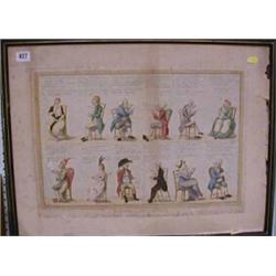 An 18th Century Lampoon coloured print "Cross Readings"...
