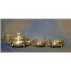 Image 1 : A Victorian 3 piece silver tea service of oval form raised on trifid feet comprising teapot, twin...