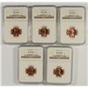 Image 1 : LOT OF ( 5 ) 1965 SMS LINCOLN CENTS, NGC MS-66 RED