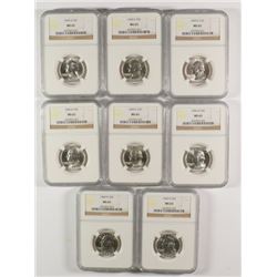 LOT OF ( 8 ) 1960-D WASHINGTON QUARTERS, NGC MS-65