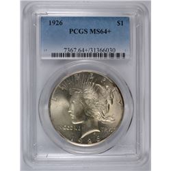 1926 PEACE SILVER DOLLAR, PCGS MS-64+  LOOKS 65