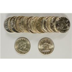 ROLL OF ( 20 ) OF GEM BU FRANKLIN HALF DOLLARS DATED 1951-1960