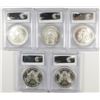 Image 2 : ( 5 ) AMERICAN SILVER EAGLES ALL GRADE PCGS MS-69: 2002, 2003, 2004, 2006 & 2007