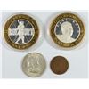Image 1 : 1867 2c GOOD,  ( 2 ) LAS VEGAS SILVER CASINO TOKENS (BABE RUTH) 1951-D HALF UNC