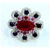 Image 1 : GIA Ruby 3.03ct  center   Ruby side small 0.20ct   Blue Sapphire 0.87ct  Diamond 0.30ct