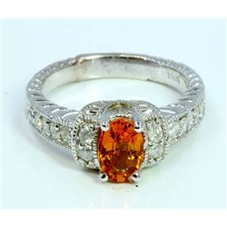 Natural Spessartite 1.07ct   Diamond 0.22ct