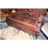 Image 2 : HEAVILY CARVED SOLID ROSEWOOD  ORIENTAL BENCH SEAT WITH CARVED DRAGON ACCENTS AND UNDER SEAT