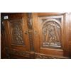 Image 2 : EARLY 1900S SOLID OAK 6 DOOR CABINET FEATURING CARVED FRONT PANELS DEPICTING THE STORY OF SAMSON