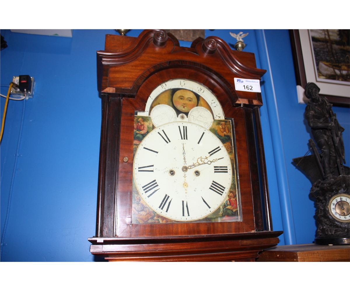 RARE 1840S VICTORIAN MOON PHASE GRANDFATHER CLOCK