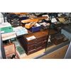 Image 1 : 2 SHELVES OF ASSORTED VINTAGE WATCH MAKERS HARDWARE CABINET, TOOLS, ASSORTED SUPPLIES, ETC