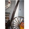 Image 1 : LARGE WOOD SPOKED WAGON WHEEL AND A TWO HANDLED TWO MAN WOOD SAW
