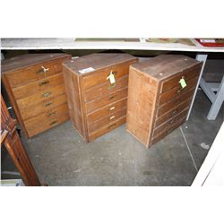 GROUP OF 3 6DRAWER SMALL WOODEN CABINETS