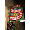 Image 2 : CIRCA 1920S-30S SINGER SEWING MACHINE DOUBLE SIDED PORCELAIN ON METAL ADVERTISEMENT FLANGE