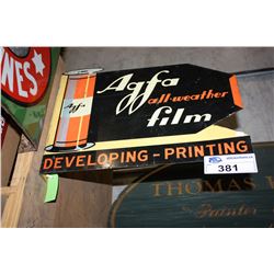 VINTAGE 1940-50S AGFA ALL WEATHER FILM DOUBLE SIDED ADVERTISEMENT FLANGE