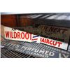 Image 1 : PAIR OF VINTAGE TIN BARBER SHOP SIGNS; WILD ROOT AND YOUR NEXT HAIRCUT