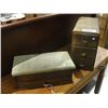 Image 2 : ANTIQUE OAK 3 DRAWER CARD CATALOG BOX AND A WOODEN SHOE POLISH BOX