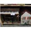Image 1 : VINTAGE CHILDS PIANO AND TIN LITHOGRAPH DOLL HOUSE