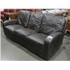Image 2 : BROWN LEATHER RECLINING SOFA WITH LEATHER FOOTSTOOL OTTOMAN