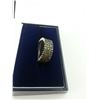 Image 2 : STERLING SILVER OLIVE GREEN CUBIC ZIRCONIA SET ETERNITY STYLE LADIES DRESS RING WITH APPROX 38