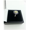 Image 2 : LADIES STERLING SILVER NATURAL JELLY OPAL AND NATURAL SAPPHIRE DRESS RING WITH 12 SAPPHIRES, APPROX