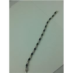 6+ CARAT OVAL BLUE SAPPHIRE AND DIAMOND TENNIS BRACELET. NEW IN BOX. APPROX RETAIL $600