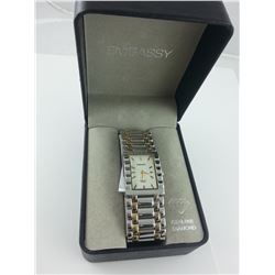 MANS BRAND NEW EMBASSY DIAMOND WATCH -- NEW IN BOX - WORKS