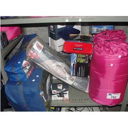 SHELF LOT OF ASSORTED CAMPING GEAR