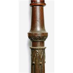 A Mahogany Four-Poster Bed, with carved cluster column posts, floral decorated canopy and a slatt...