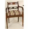 Image 1 : A Pair of Early 19th Century Mahogany Armchairs, with scroll carved back rails, drop in seats, an...